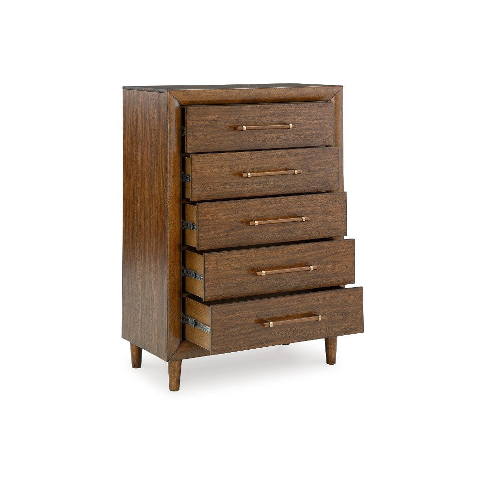 Ashley Jeyn Tall Dresser Chest | 5 Drawer | Traditional Dark Brown Solid Wood BM327967
