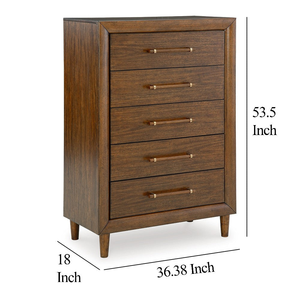 Ashley Jeyn Tall Dresser Chest | 5 Drawer | Traditional Dark Brown Solid Wood BM327967