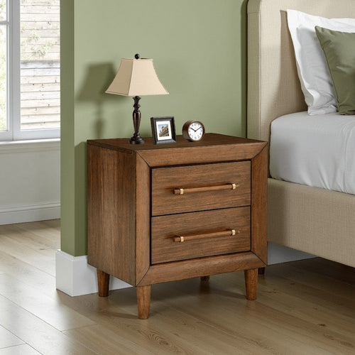 Ashley Jeyn Nightstand | 2 Drawers | Traditional Dark Brown Solid Hardwood