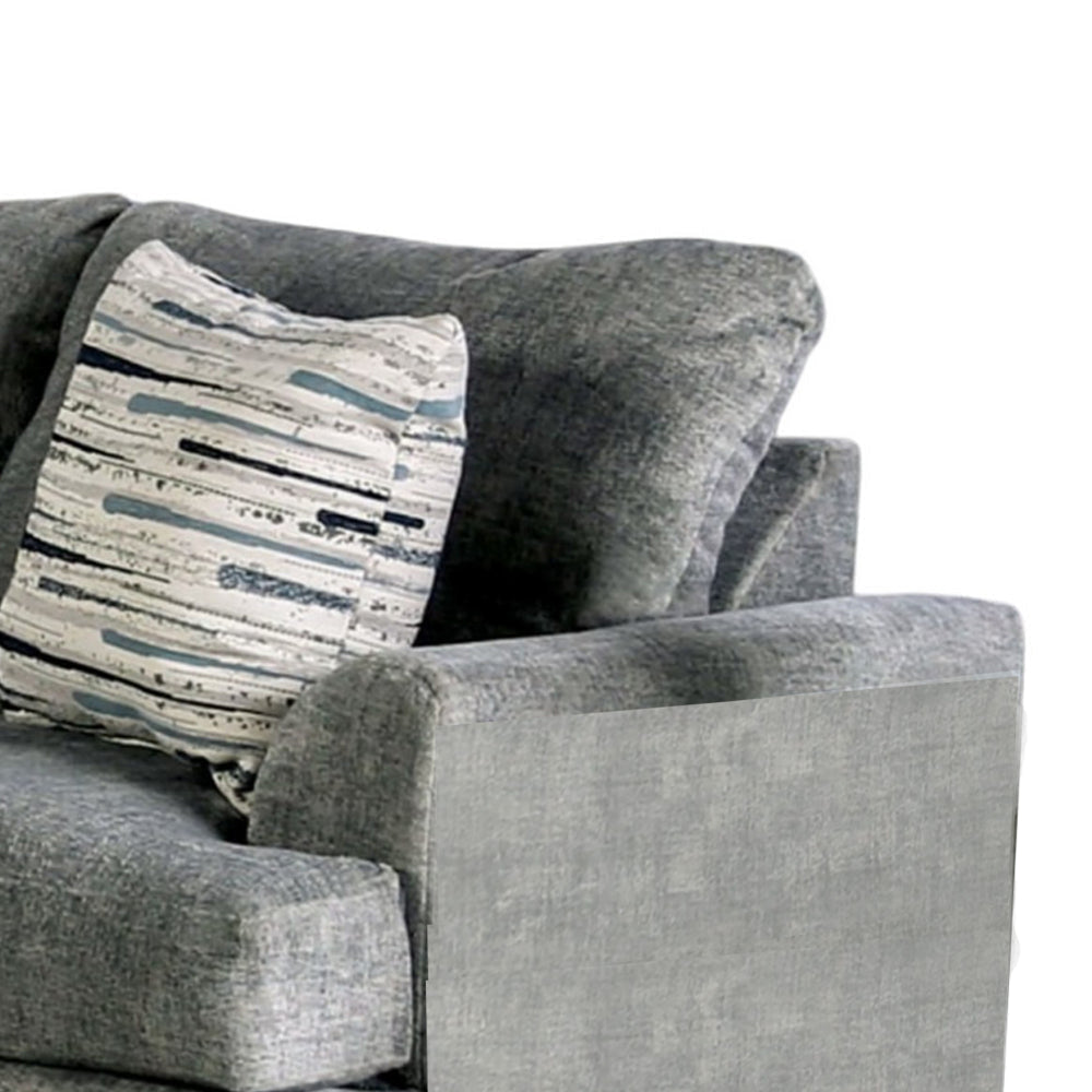 Lewis Loveseat with 2 Accent Pillows 67 Inch Gray Fabric