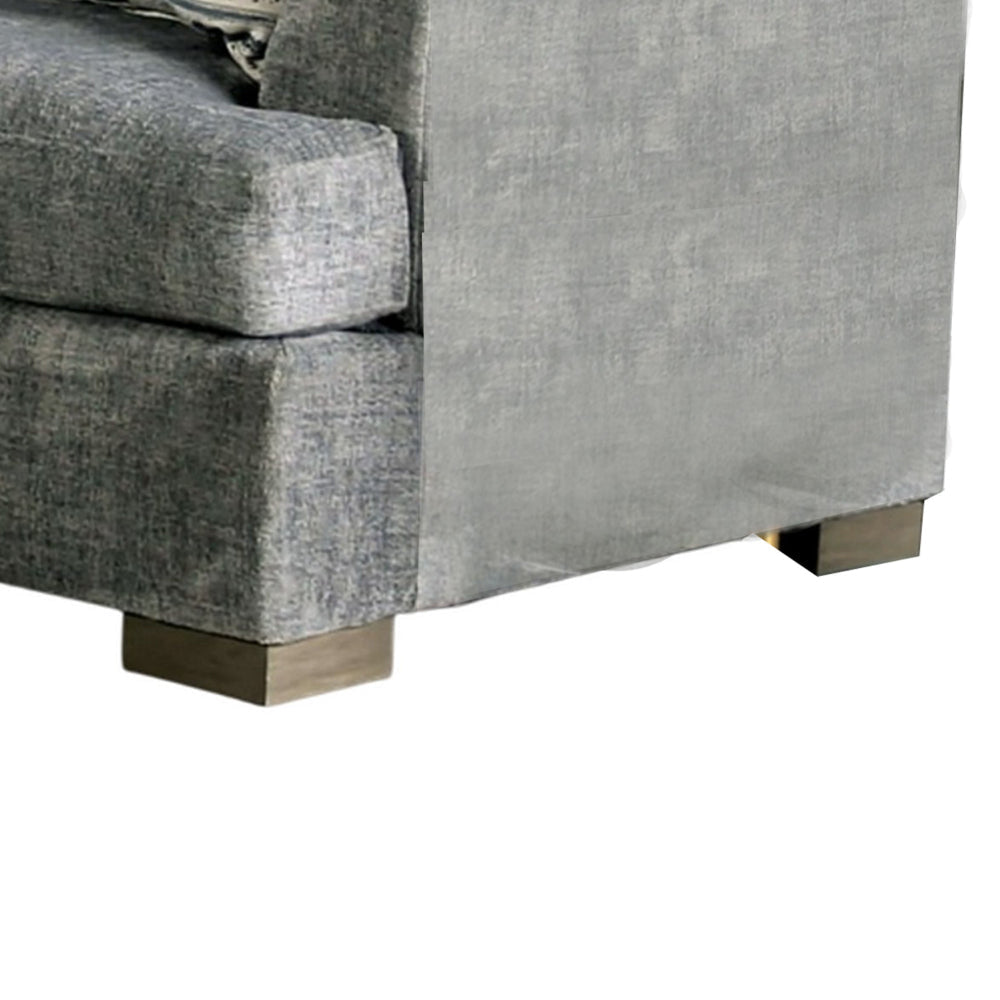 Lewis Loveseat with 2 Accent Pillows 67 Inch Gray Fabric