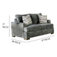 Lewis Loveseat with 2 Accent Pillows 67 Inch Gray Fabric