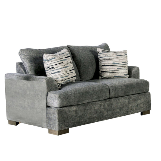 Lewis Loveseat with 2 Accent Pillows, 67 Inch, Gray Fabric