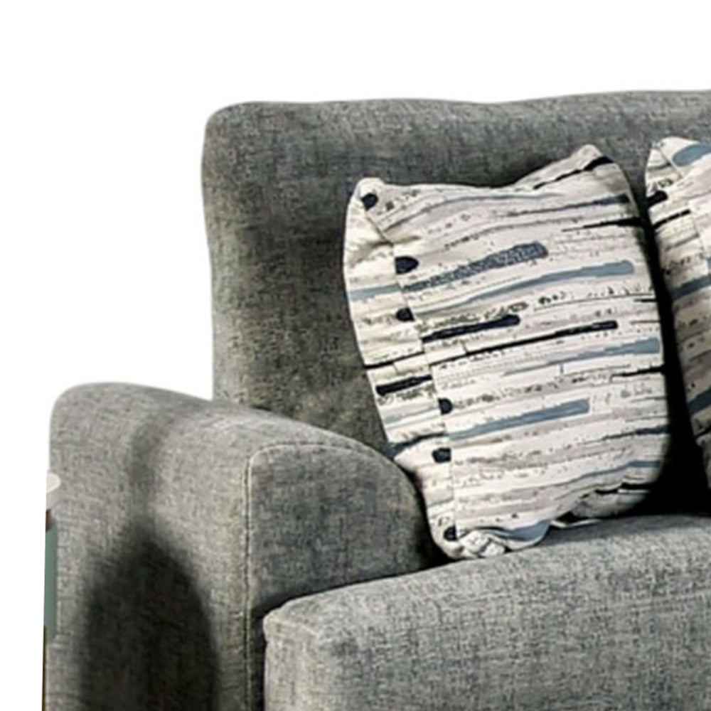 Lewis Sofa with 4 Accent Pillows 92 Inch Gray Polyester BM327991