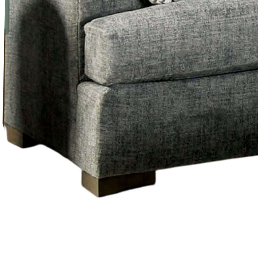 Lewis Sofa with 4 Accent Pillows 92 Inch Gray Polyester BM327991