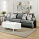Lewis Sofa with 4 Accent Pillows, 92 Inch , Gray Polyester