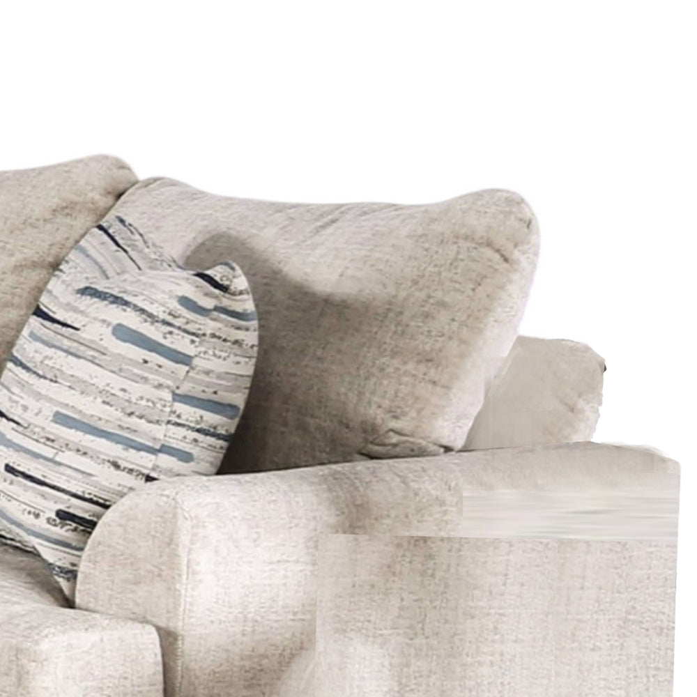 Lewis Loveseat with 2 Accent PIllows 67 Inch Cream Fabric