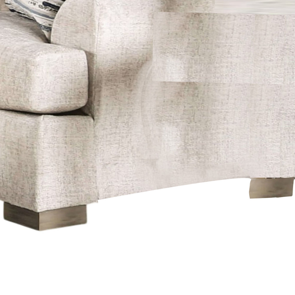 Lewis Loveseat with 2 Accent PIllows 67 Inch Cream Fabric