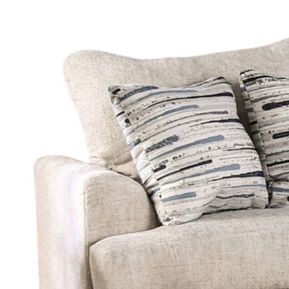 Lewis Sofa with 4 Accent PIllows 92 Inch Cream Polyester BM327993