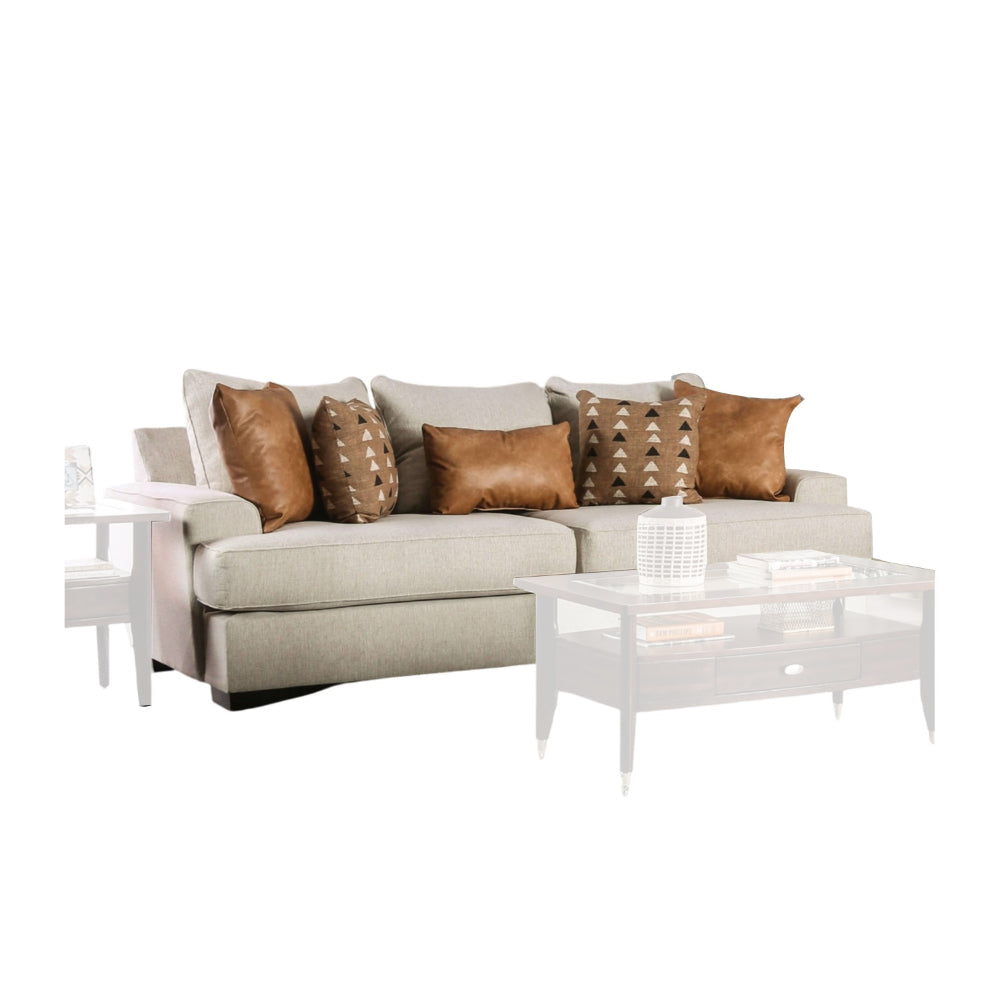 Adow Sofa,, 4 Accent PIllows 1 Lumbar, 101 Inch, Sand Caramel