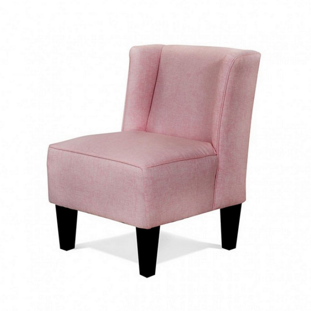 Carie Kids Chair with Wingback and Welt Trim Solid Wood Pink Fabric