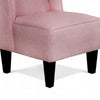 Carie Kids Chair with Wingback and Welt Trim Solid Wood Pink Fabric