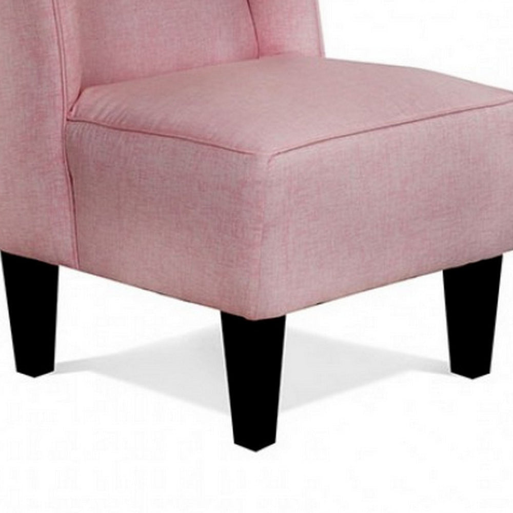 Carie Kids Chair with Wingback and Welt Trim Solid Wood Pink Fabric