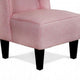 Carie Kids Chair with Wingback and Welt Trim Solid Wood Pink Fabric