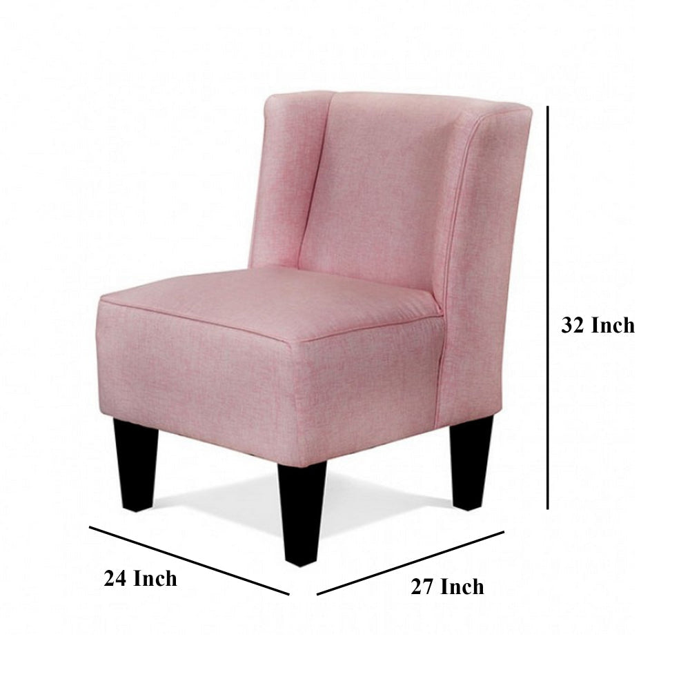 Carie Kids Chair with Wingback and Welt Trim Solid Wood Pink Fabric