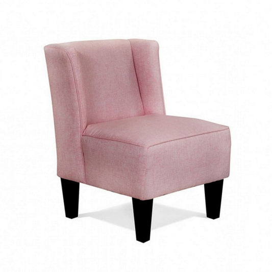 Carie Kids Chair with Wingback and Welt Trim, Solid Wood, Pink Fabric