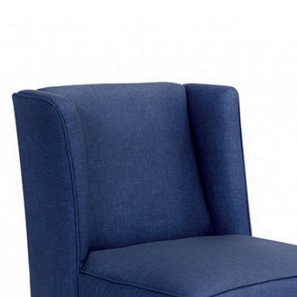 Carie Kids Chair with Wingback and Welt Trim Solid Wood Blue Fabric
