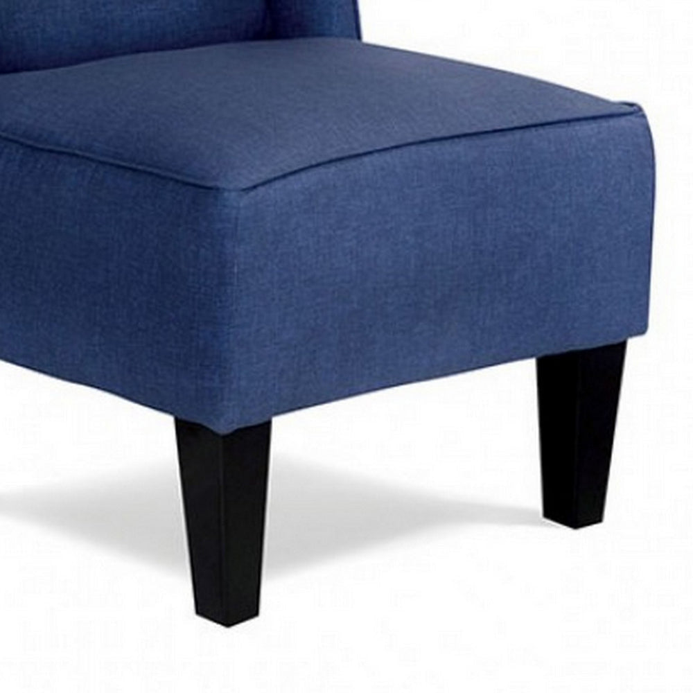 Carie Kids Chair with Wingback and Welt Trim Solid Wood Blue Fabric