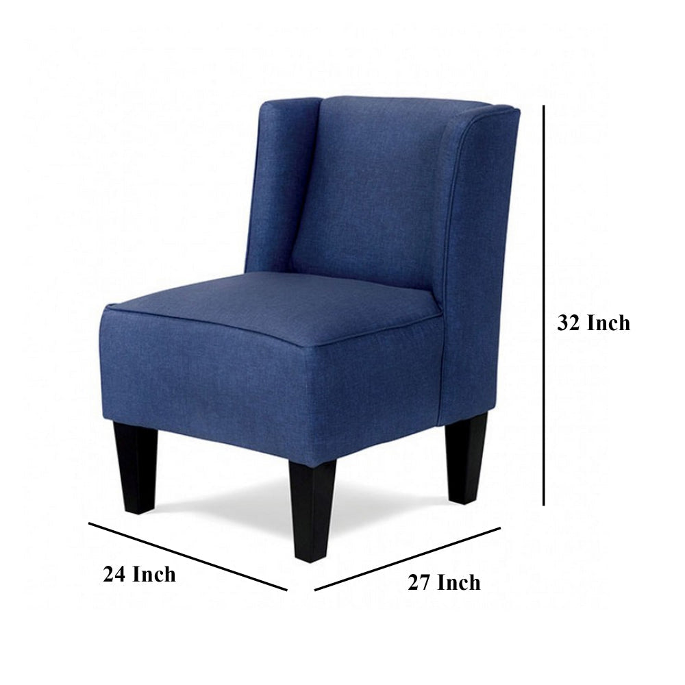 Carie Kids Chair with Wingback and Welt Trim Solid Wood Blue Fabric