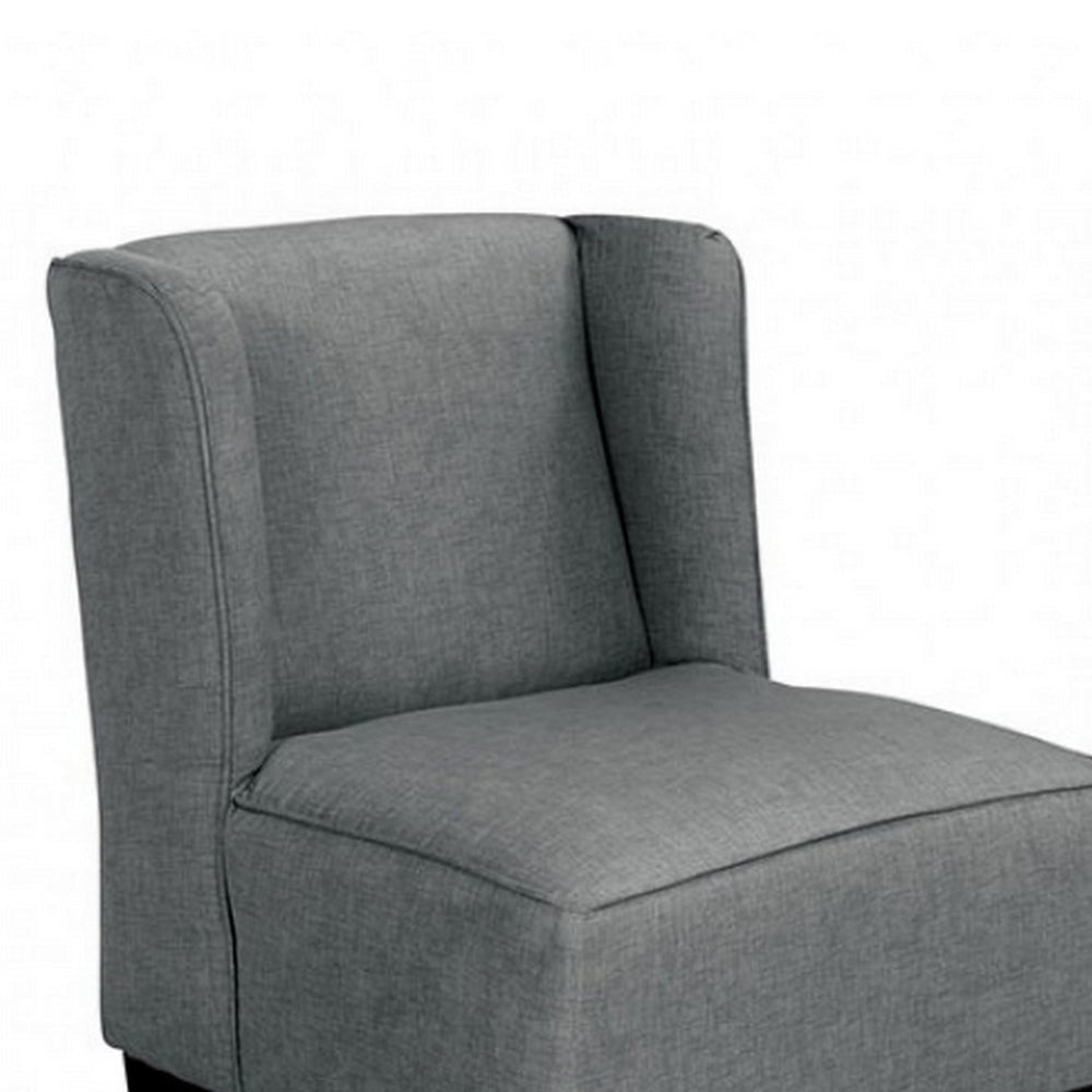 Carie Kids Chair with Wingback and Welt Trim Solid Wood Gray Fabric