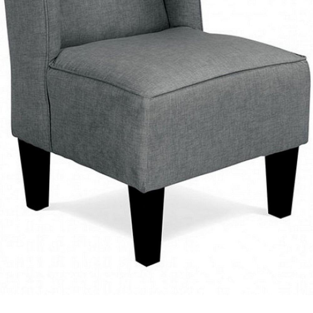 Carie Kids Chair with Wingback and Welt Trim Solid Wood Gray Fabric