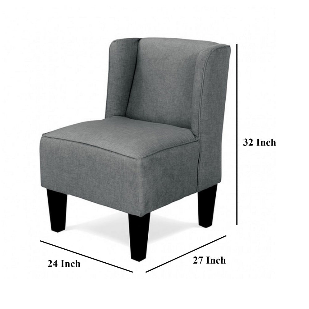 Carie Kids Chair with Wingback and Welt Trim Solid Wood Gray Fabric