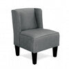Carie Kids Chair with Wingback and Welt Trim, Solid Wood, Gray Fabric