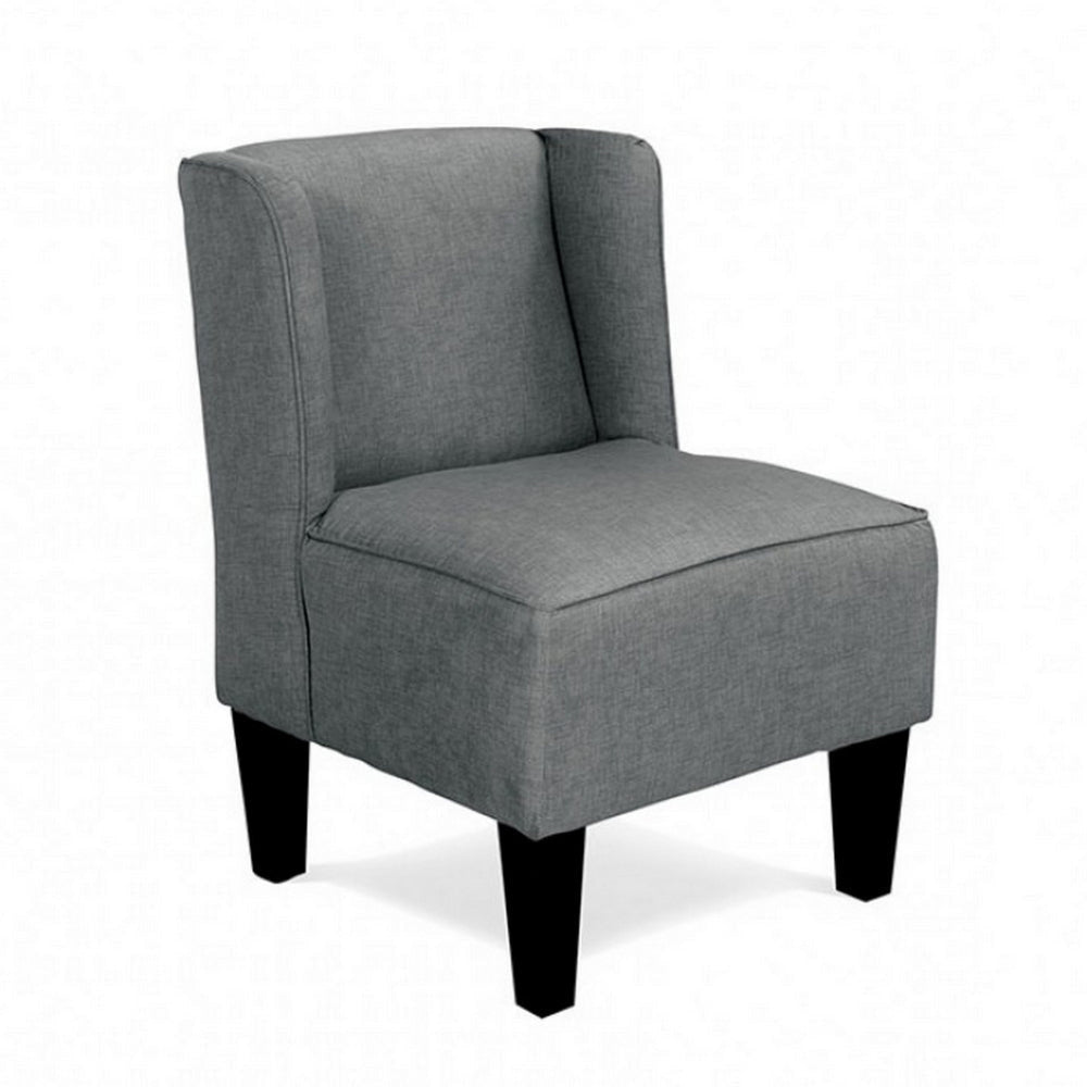 Carie Kids Chair with Wingback and Welt Trim, Solid Wood, Gray Fabric