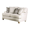 Selly Loveseat Ivory Fabric 4 Accent Pillows Pleated Arms 65 Inch BM328034