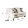 Selly Loveseat Ivory Fabric 4 Accent Pillows Pleated Arms 65 Inch BM328034