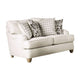 Selly Loveseat, Ivory Fabric, 4 Accent Pillows, Pleated Arms, 65 Inch