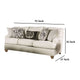 Selly Loveseat Ivory Fabric 5 Accent Pillows Pleated Arms 93 Inch BM328035