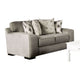 Edison Loveseat, Gray Fabric, 4 Throw Pillows, Track Arms, 75 Inch