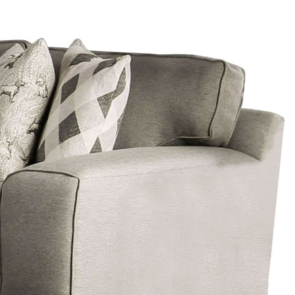 Edison Loveseat Gray Fabric 4 Throw Pillows Track Arms 75 Inch BM328036