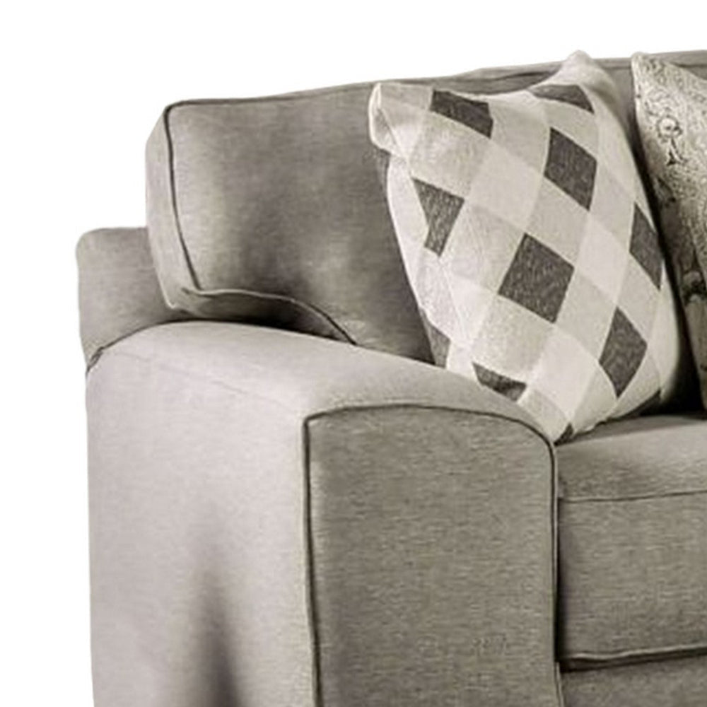 Edison Sofa Gray Fabric 4 Accent Throw Pillows Track Arms 101 Inch BM328037
