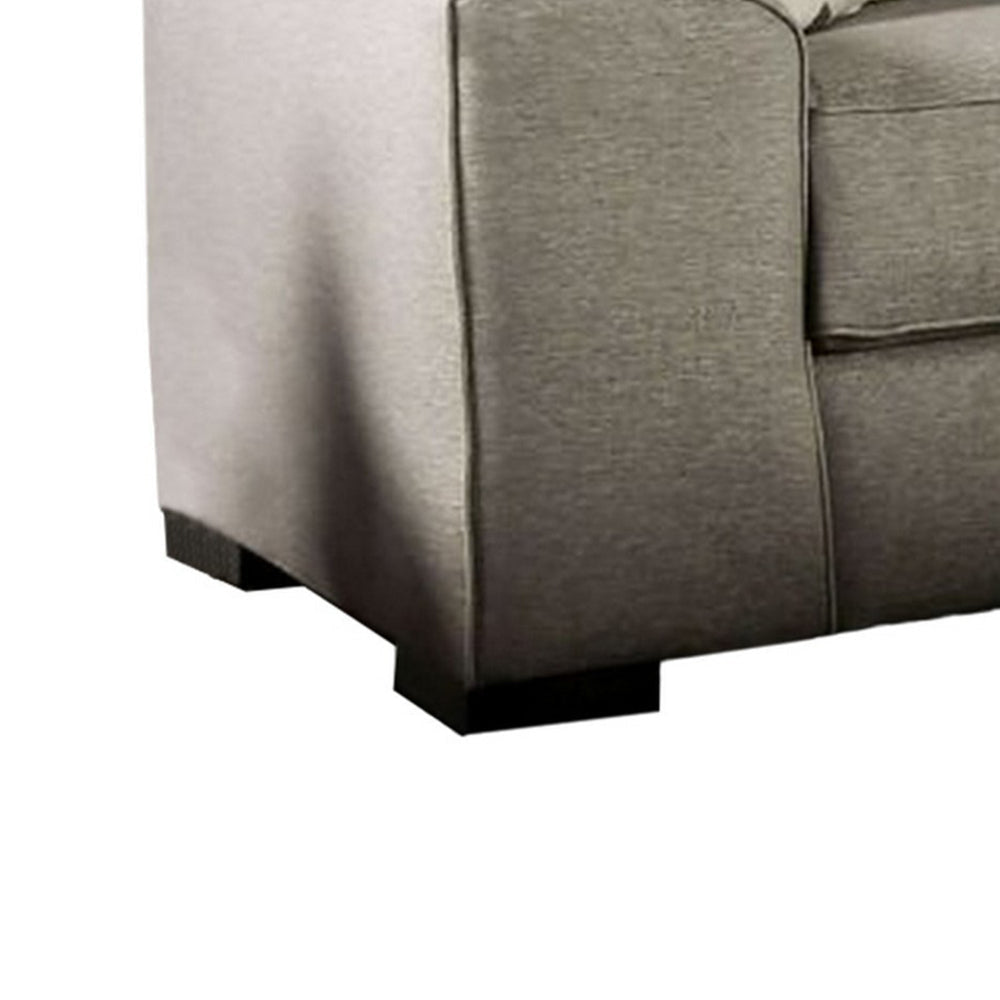 Edison Sofa Gray Fabric 4 Accent Throw Pillows Track Arms 101 Inch BM328037