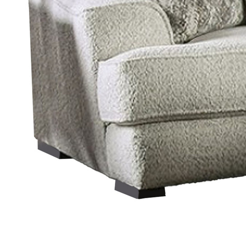 Syma Sofa Ivory Boucle 4 Throw Pillows Sloped Track Arms 102 Inch BM328039