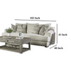 Syma Sofa Ivory Boucle 4 Throw Pillows Sloped Track Arms 102 Inch BM328039