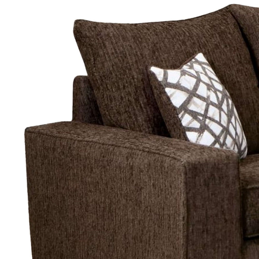 Marlow Loveseat Chocolate Brown Chenille 2 Throw Pillows 61 Inch BM328044