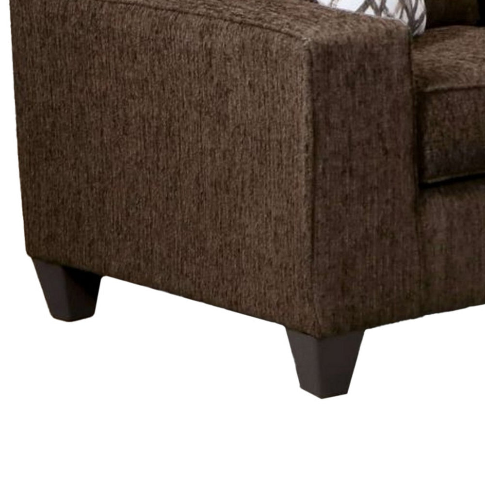 Marlow Loveseat Chocolate Brown Chenille 2 Throw Pillows 61 Inch BM328044