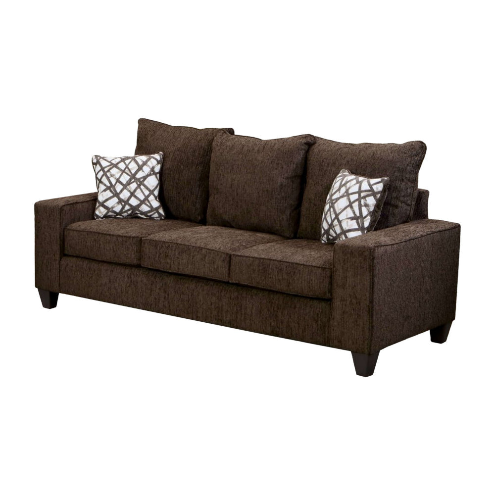 Marlow Sofa Chocolate Brown Chenille 2 Accent Throw Pillows 83 Inch BM328045