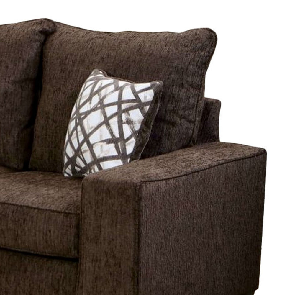 Marlow Sofa Chocolate Brown Chenille 2 Accent Throw Pillows 83 Inch BM328045