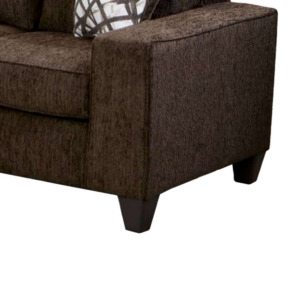 Marlow Sofa Chocolate Brown Chenille 2 Accent Throw Pillows 83 Inch BM328045