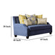 Omis Loveseat Navy Blue Velvet 5 Accent Pillows Solid Wood 65 Inch BM328053