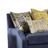 Omis Sofa Navy Blue Velvet 8 Accent Pillows Solid Wood 91 Inch BM328054