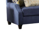 Omis Sofa Navy Blue Velvet 8 Accent Pillows Solid Wood 91 Inch BM328054