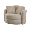 Rane Swivel Accent Chair Beige Chenille 2 Throw Pillows Barrel Back