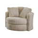 Rane Swivel Accent Chair Beige Chenille 2 Throw Pillows Barrel Back