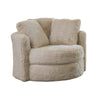 Rane Swivel Accent Chair, Beige Chenille, 2 Throw Pillows, Barrel Back