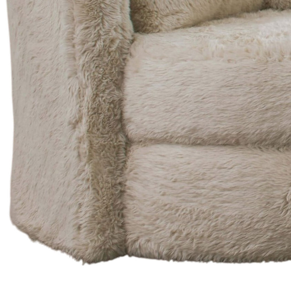 Rane Swivel Accent Chair Beige Chenille 2 Throw Pillows Barrel Back